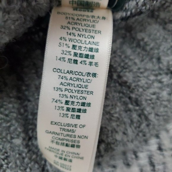 Roots Canada Poncho One Size Wool Blend Fringe Cowl Neck Cape Plaid Gray Sweater - Picture 8 of 9